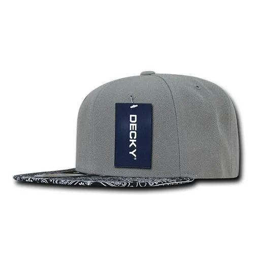 Decky 1093 Bandanna Bill Snapback Hat, 6 Panel Paisley Flat Bill Cap - CASE Pricing