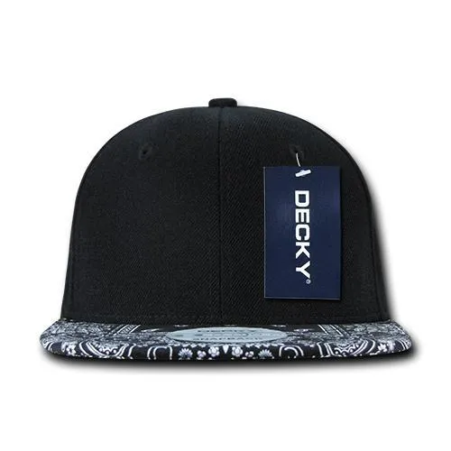 Decky 1093 Bandanna Bill Snapback Hat, 6 Panel Paisley Flat Bill Cap - CASE Pricing