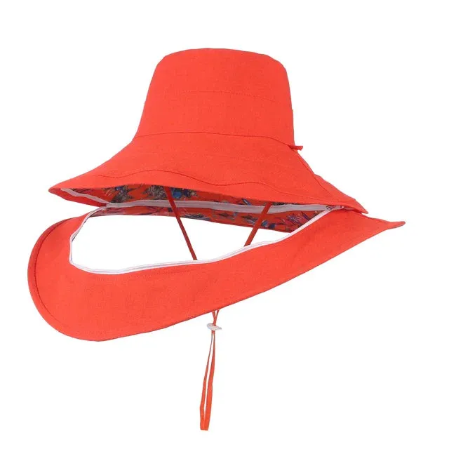 Detachable Large Brim Reversible Bucket Hat