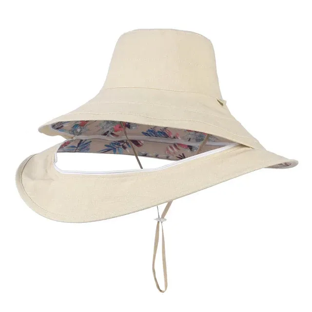 Detachable Large Brim Reversible Bucket Hat