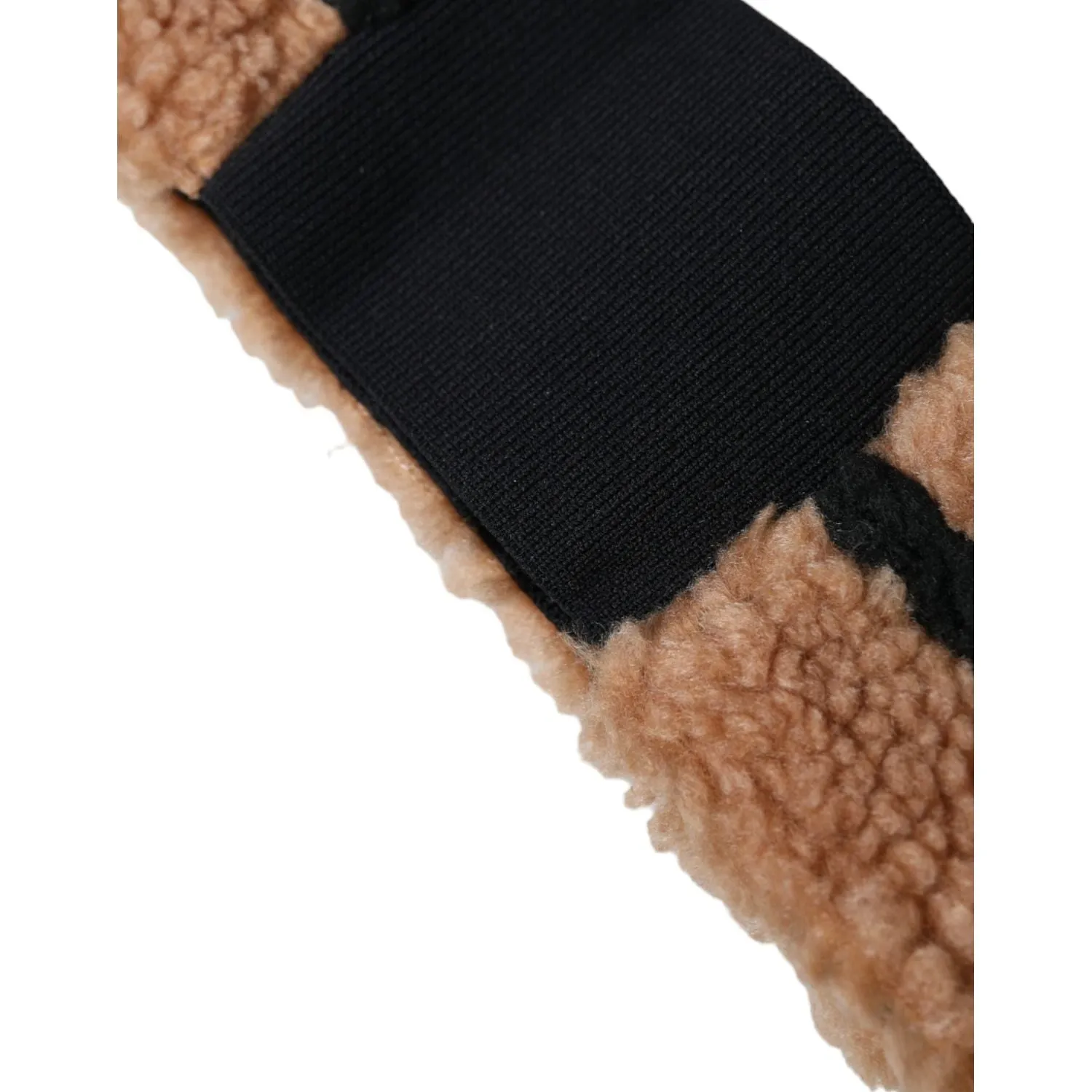 Dolce & Gabbana Brown Black Fleece Wool Head Band Hat Men