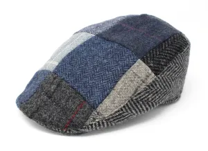 Donegal Touring Cap Patchwork Grey/Blue Tweed