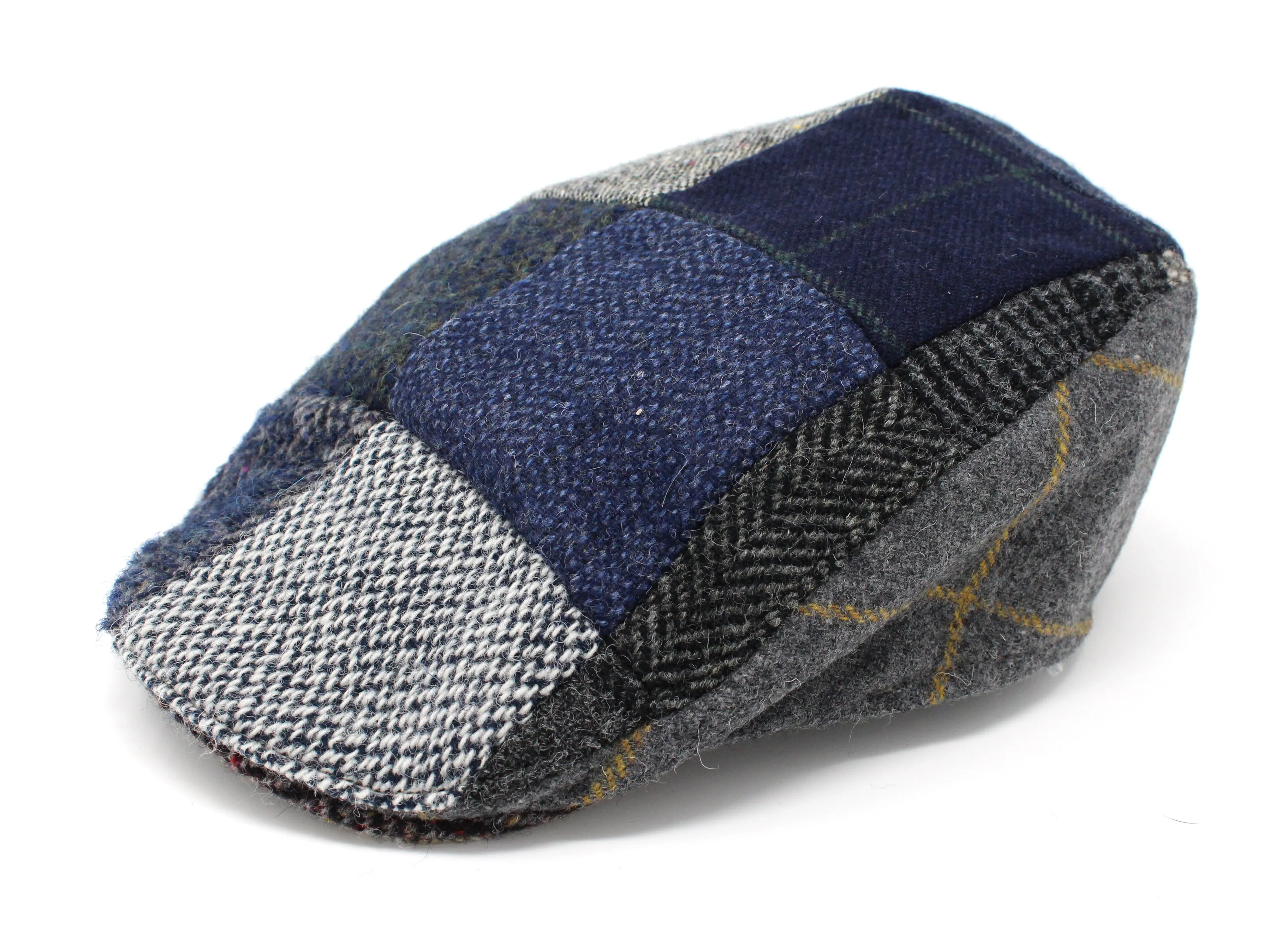 Donegal Touring Cap Patchwork Grey/Blue Tweed