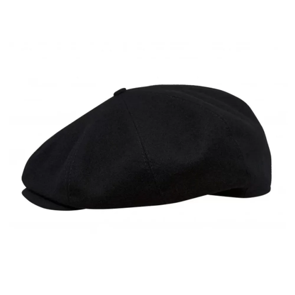 Eight Piece Wool Newsboy Cap-Black