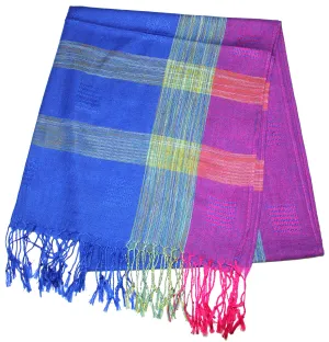 Fair Trade Hand Made Nepal Pashmina Scarf Shawl Blue Purple