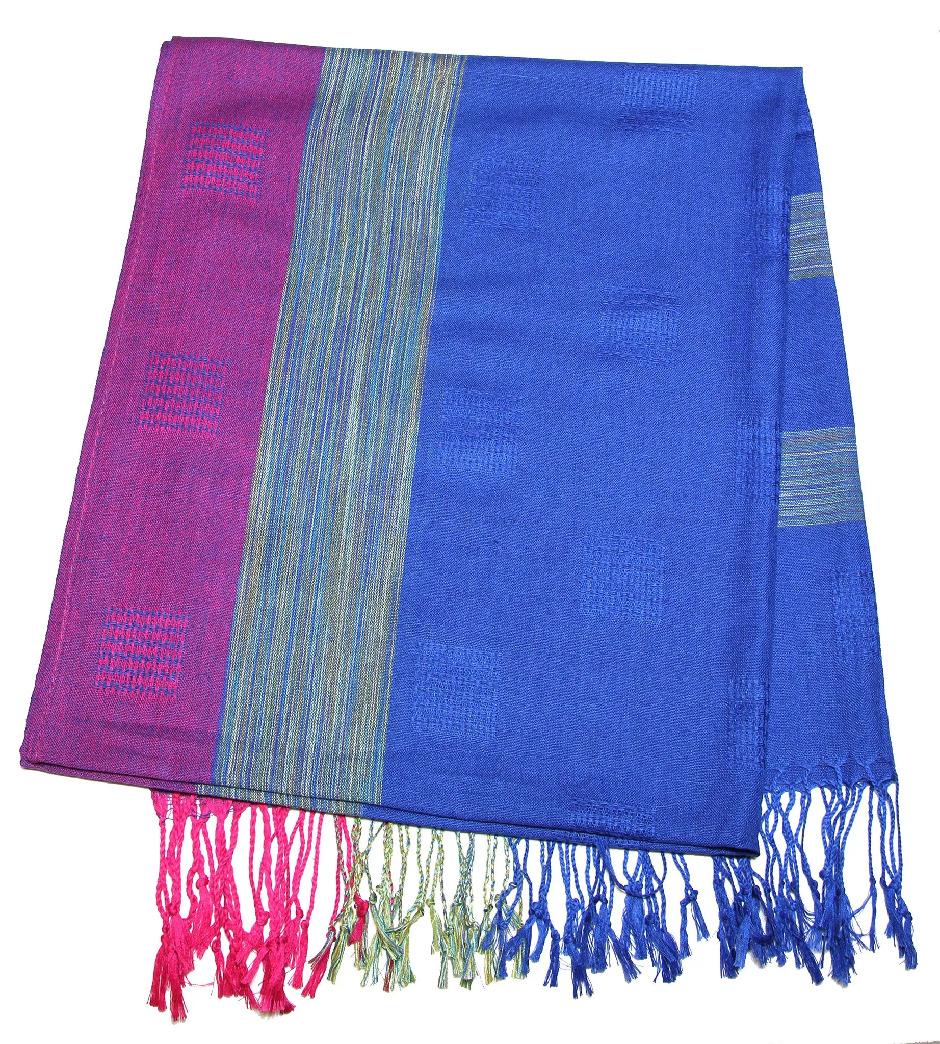 Fair Trade Hand Made Nepal Pashmina Scarf Shawl Blue Purple