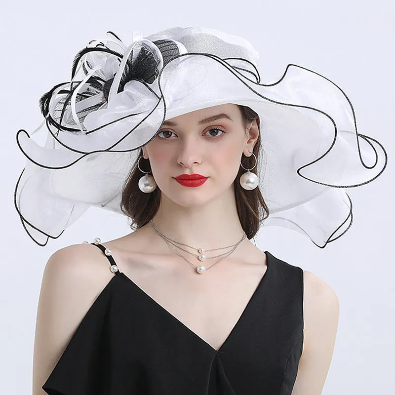 Fashionable Women's Wide Brim Organza Derby Hat