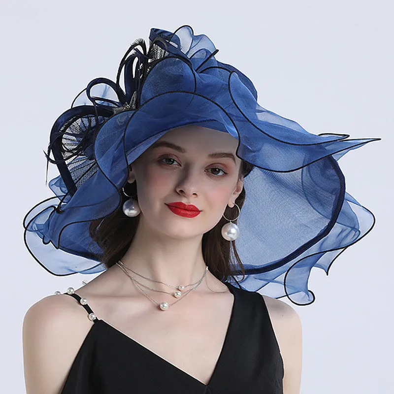 Fashionable Women's Wide Brim Organza Derby Hat