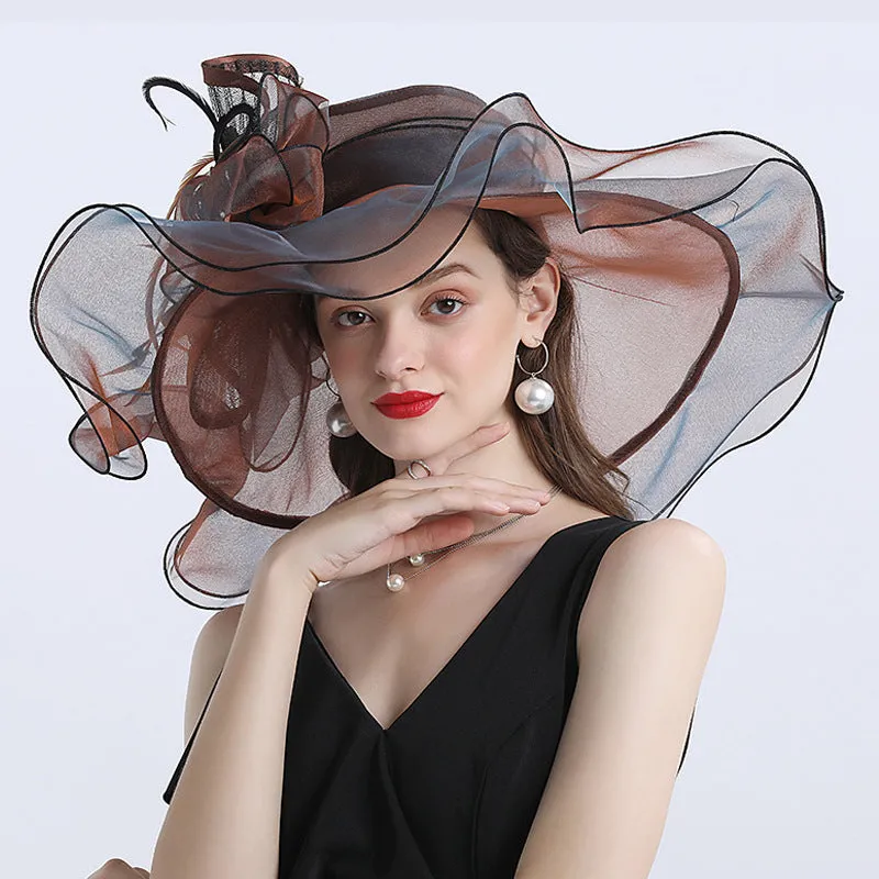 Fashionable Women's Wide Brim Organza Derby Hat