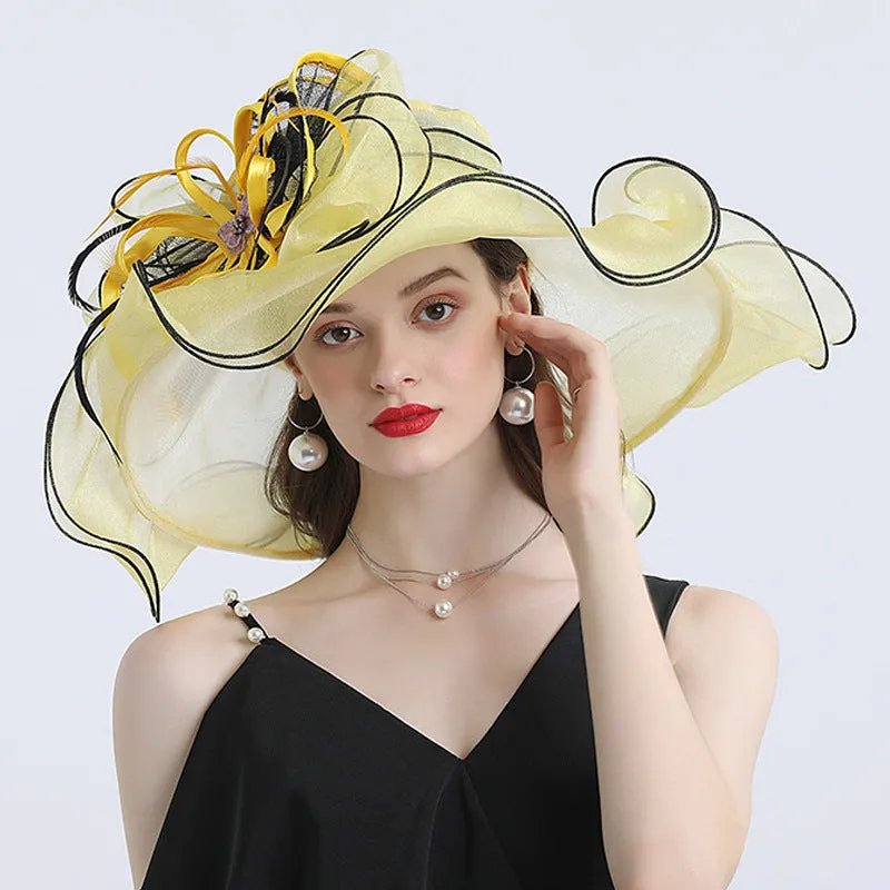 Fashionable Women's Wide Brim Organza Derby Hat