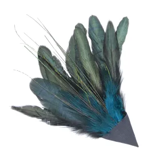 Feather Trim - Teal & Black