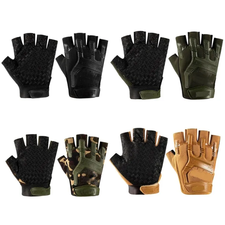 Free Code Outdoor Sports Non-slip Silicone Protective Half-finger Gloves(Green)