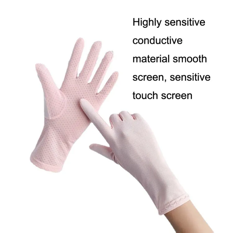 Free Code Summer Sunscreen Anti-ultraviolet Ice Silk Thin Gloves(Blue)