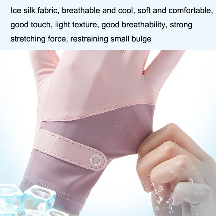 FSN02 1pair UV Resistant Ice Silk Breathable Cool Non-Slip Cycling Driving Thin Gloves Free Code(Gray White)