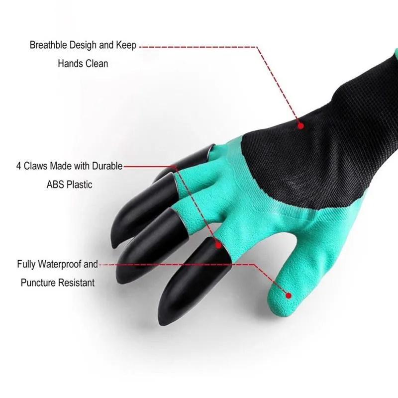 Garden Gloves With Claws ABS Plastic Garden Rubber Gloves Gardening Digging Planting Durable Waterproof Work Glove Outdoor