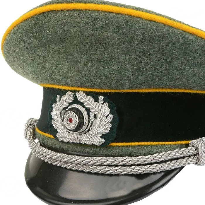 German Army Officer Visor Cap - Field Grey - Golden Yellow Piping with Eagle Insignia