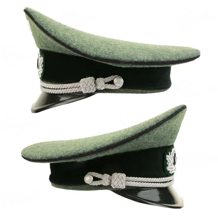 German Army Officer Visor Cap – Field Grey with Black Piping and Insignia