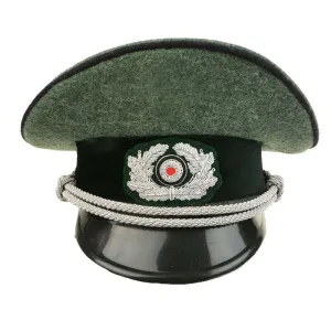 German Army Officer Visor Cap – Field Grey with Black Piping and Insignia