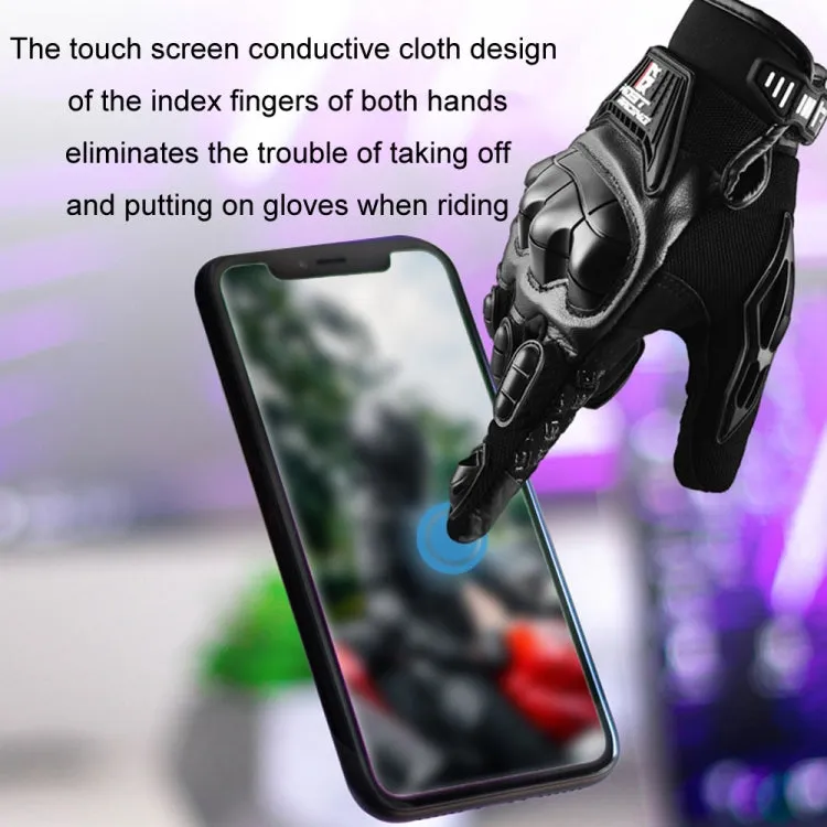 GHOST RACING Motorcycle Riding Anti-fall Breathable Rubber Shell Touch Screen Gloves, Size: L(Black)