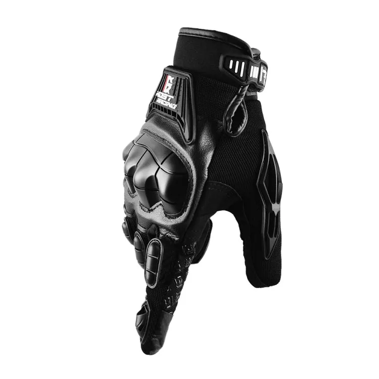 GHOST RACING Motorcycle Riding Anti-fall Breathable Rubber Shell Touch Screen Gloves, Size: L(Black)