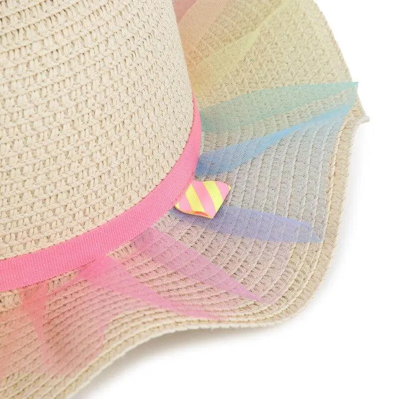 Girls Tulle Straw Hat