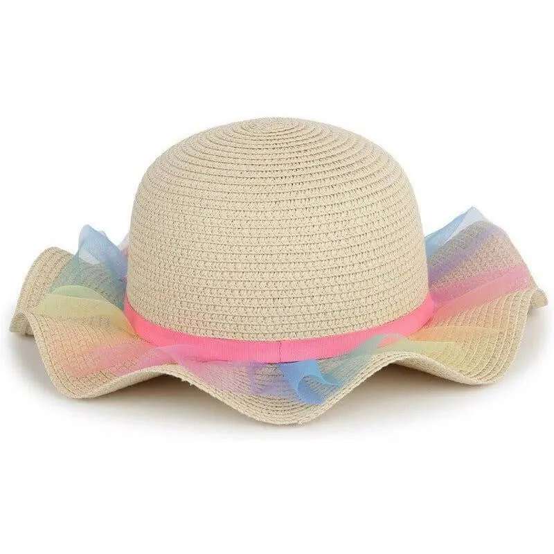 Girls Tulle Straw Hat