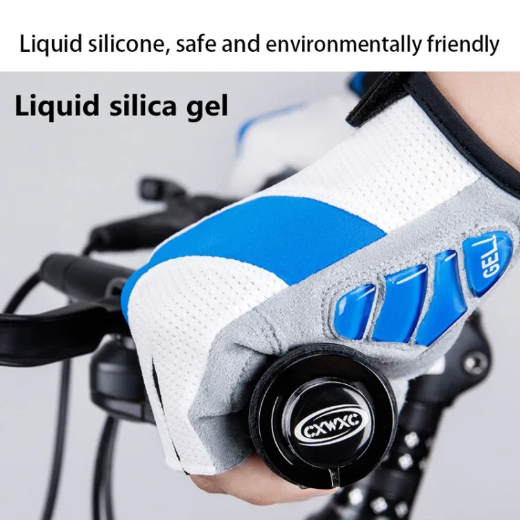 GIYO S-14 Bicycle Half Finger Gloves GEL Shock Absorbing Palm Pad Gloves, Size: XXL(Blue)