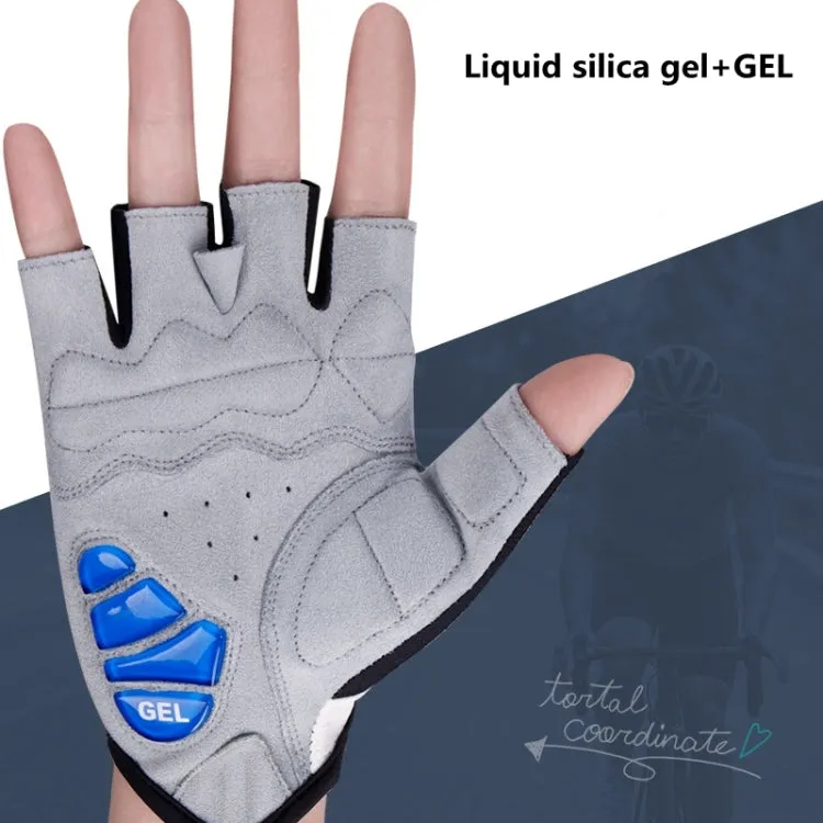 GIYO S-14 Bicycle Half Finger Gloves GEL Shock Absorbing Palm Pad Gloves, Size: XXL(Blue)