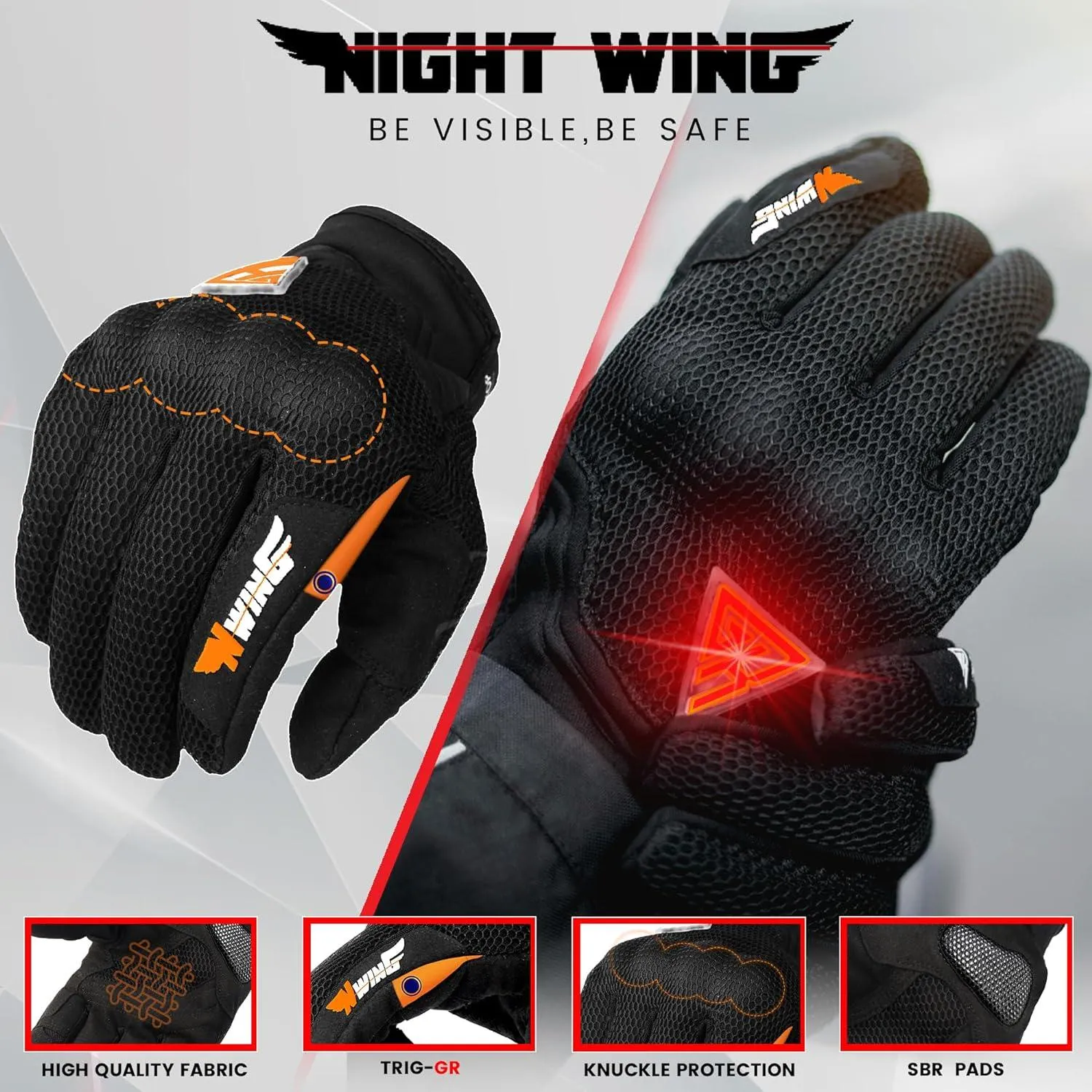 GRAND PITSTOP Night Wing Motorcycle Gloves.