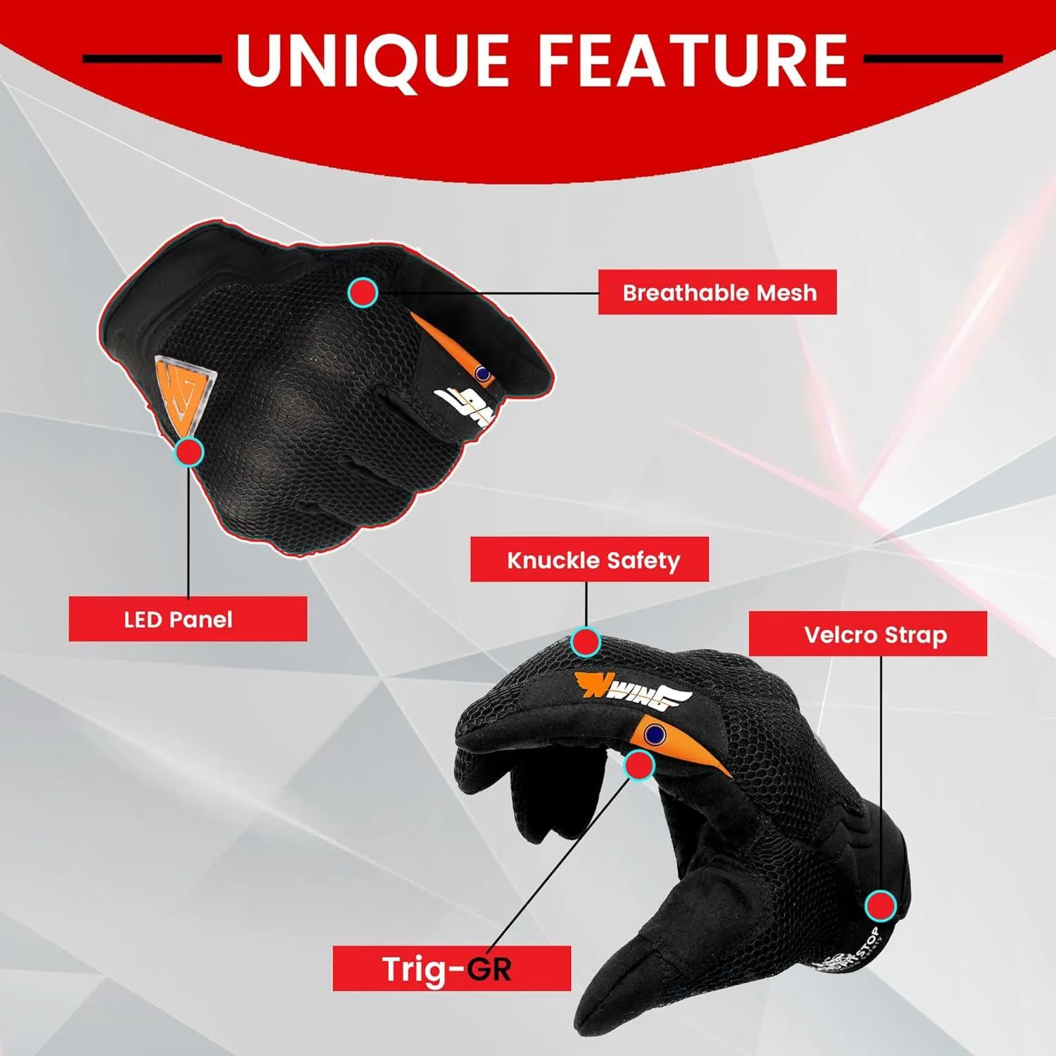 GRAND PITSTOP Night Wing Motorcycle Gloves.