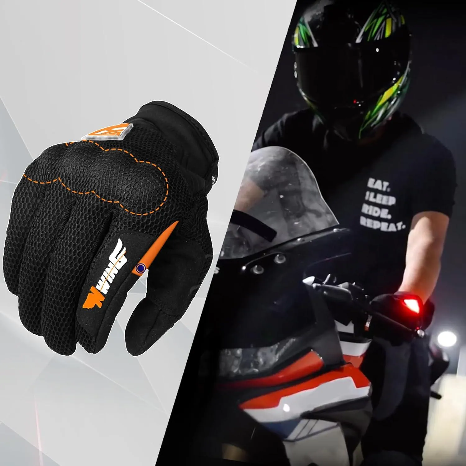 GRAND PITSTOP Night Wing Motorcycle Gloves.