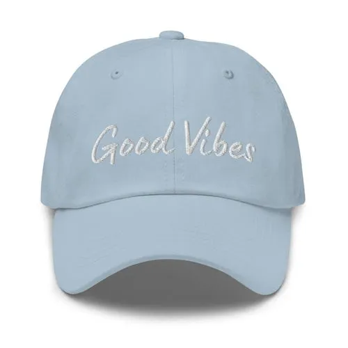 Graphic Baseball Cap, Good Vibes Adjustable Chino Hat