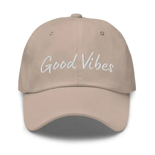 Graphic Baseball Cap, Good Vibes Adjustable Chino Hat