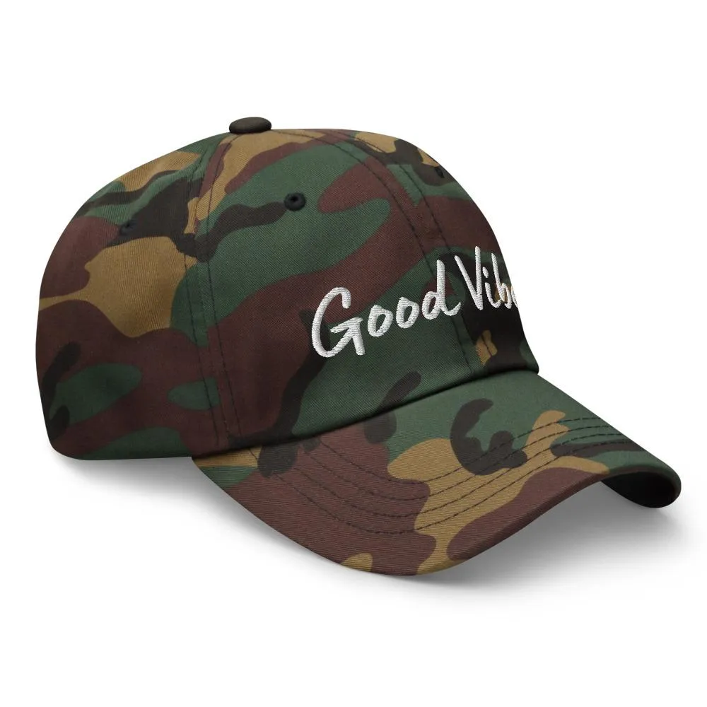 Graphic Baseball Cap, Good Vibes Adjustable Chino Hat