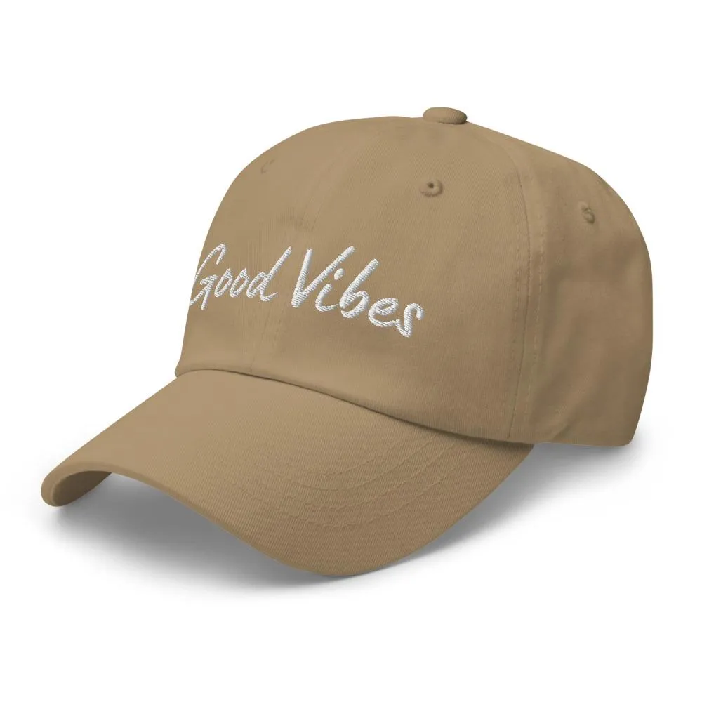 Graphic Baseball Cap, Good Vibes Adjustable Chino Hat