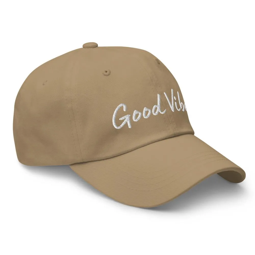 Graphic Baseball Cap, Good Vibes Adjustable Chino Hat