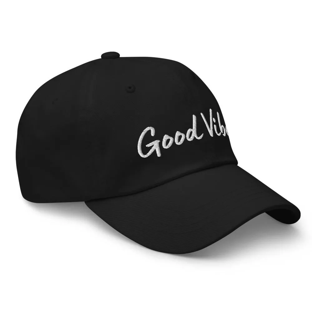 Graphic Baseball Cap, Good Vibes Adjustable Chino Hat