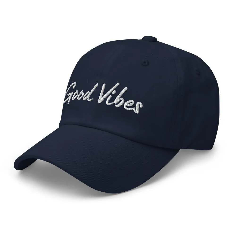 Graphic Baseball Cap, Good Vibes Adjustable Chino Hat