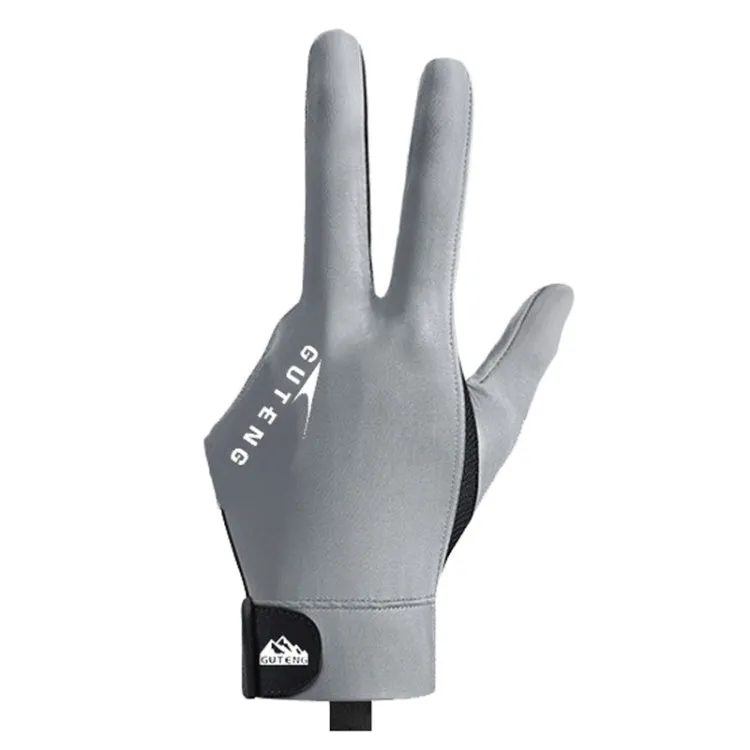 GUTENG Three Finger Thin Breathable Wear-Resistant Non-Slip Snooker Billiard Gloves, Style: Left Hand Full Finger (Gray)