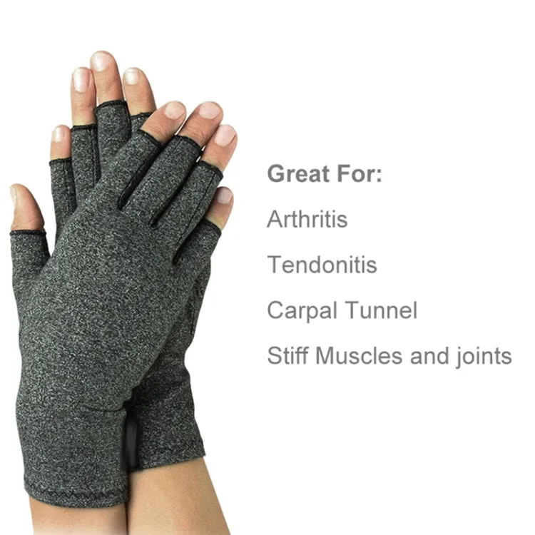 Half Finger Cycling Gloves Arthritis Pressure Health Gloves High Elastic Breathable Anti-edema Rehabilitation Riding Glov, Size:S (Gray)