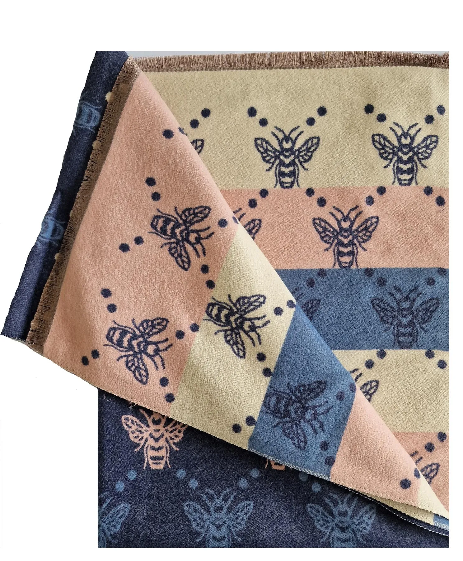 Hazy Blue Pashmina feel Luxury Ladies Womens Scarf - Bee