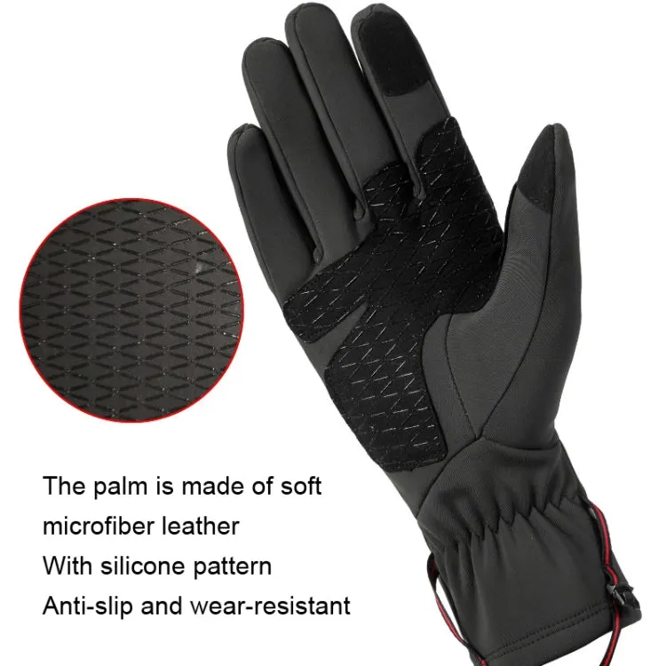 HUNTRANGE A037 Plus Velvet Sports Windproof Waterproof Touch Screen Riding Gloves, Size: XL(Black)