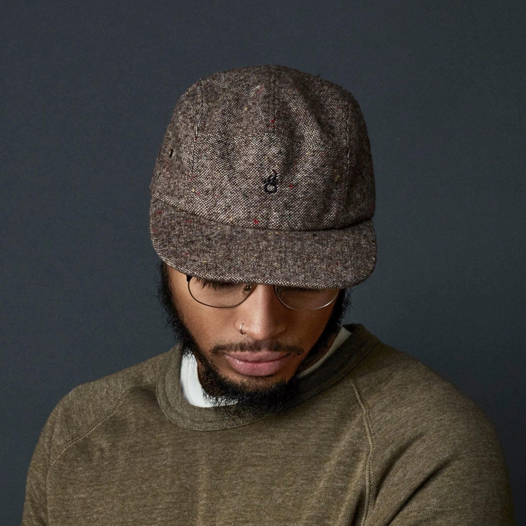 Insignia Tweed Flat Bill Cap - Brown