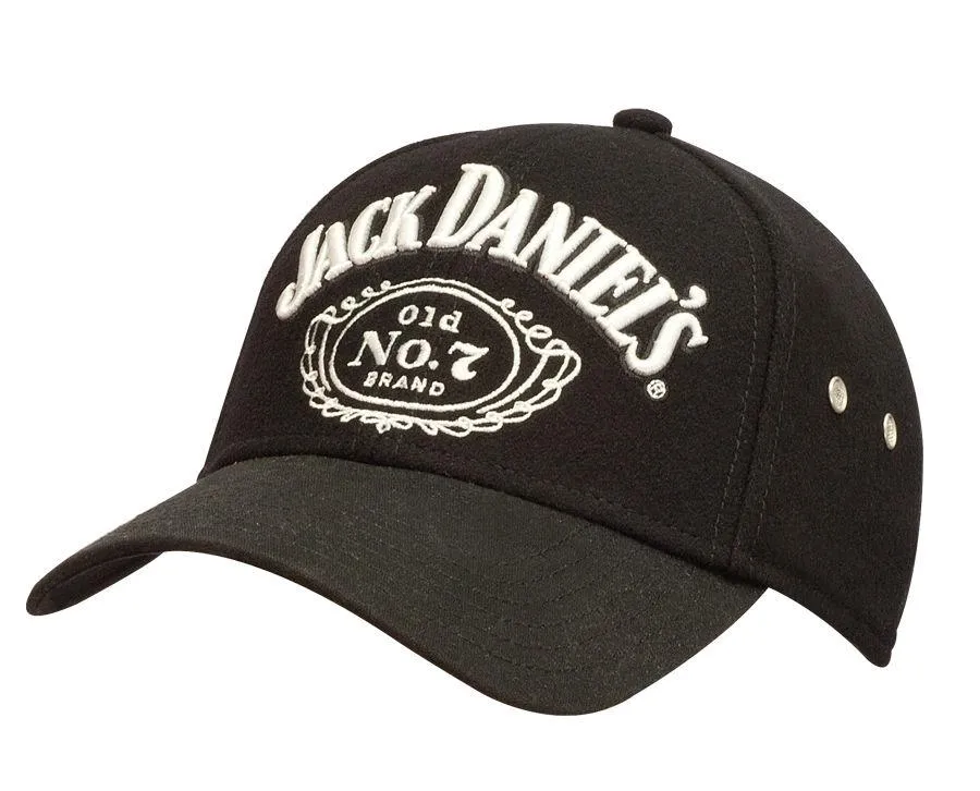 Jack Daniels 6 Panel Black Wool Baseball Cap