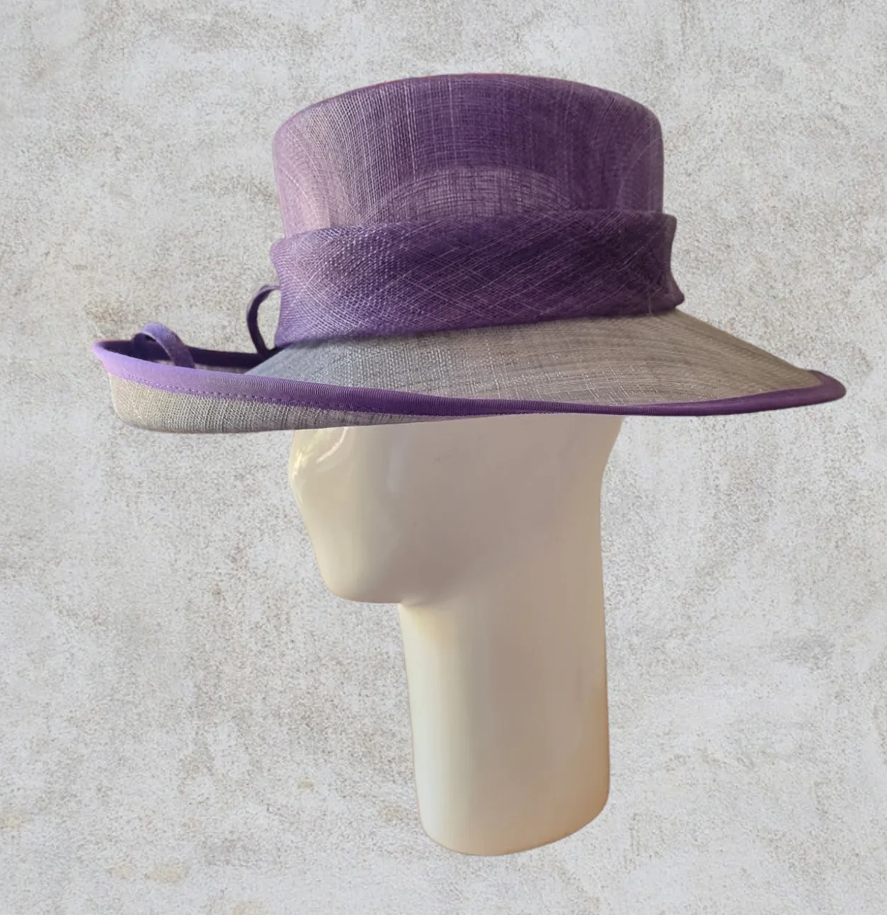 Jacques Vert Womens Purple & Grey Special Occasion Hat, Formal Wide Brim Hat