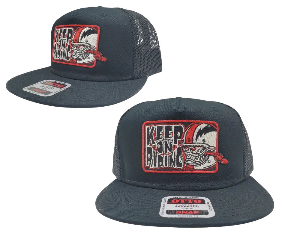 Keep On Riding Bobber Monster Flat Bill Snapback Cap