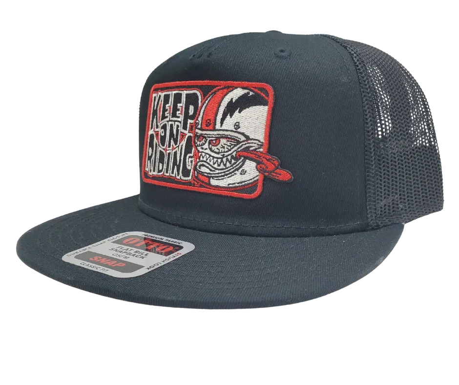 Keep On Riding Bobber Monster Flat Bill Snapback Cap