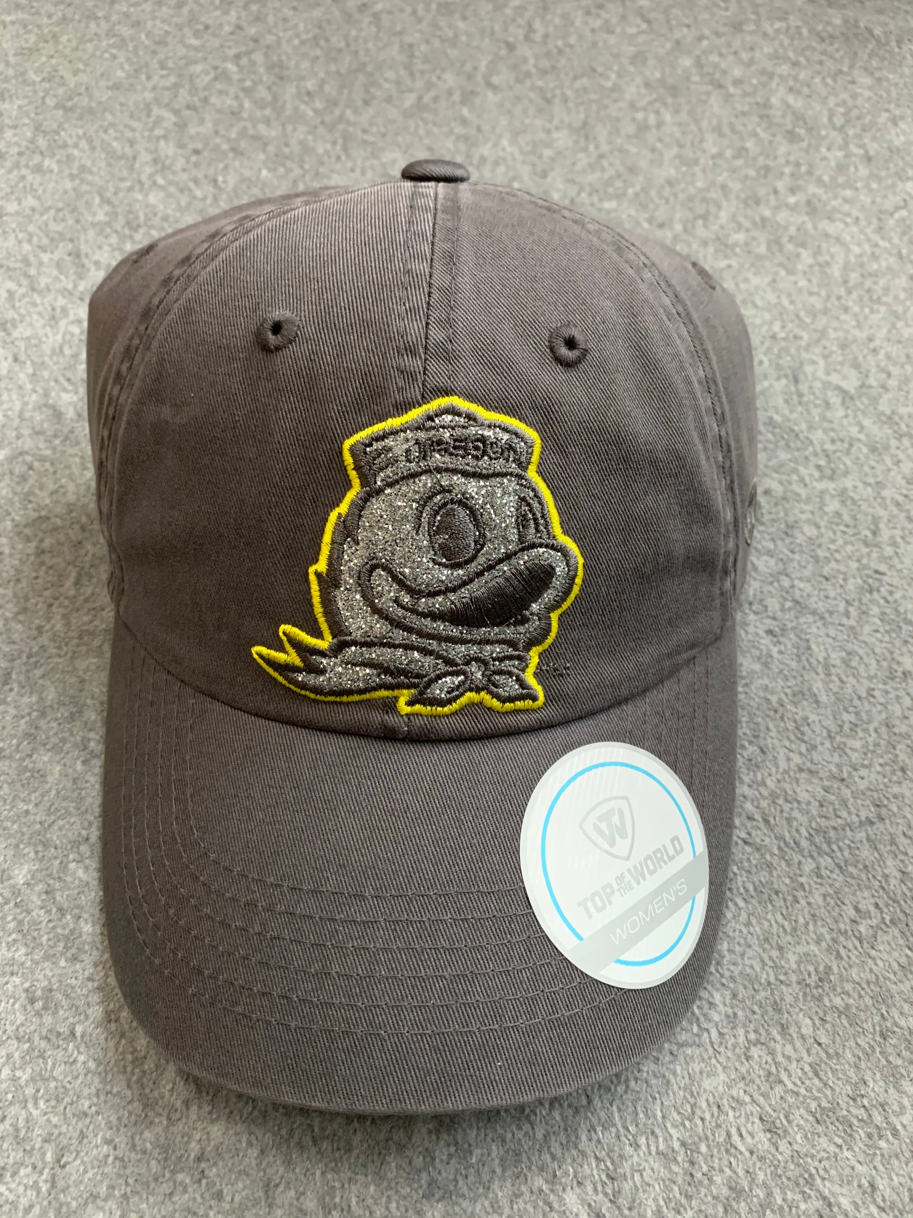 Ladies Grey Oregon Adjustable Hat With Ducks Logo