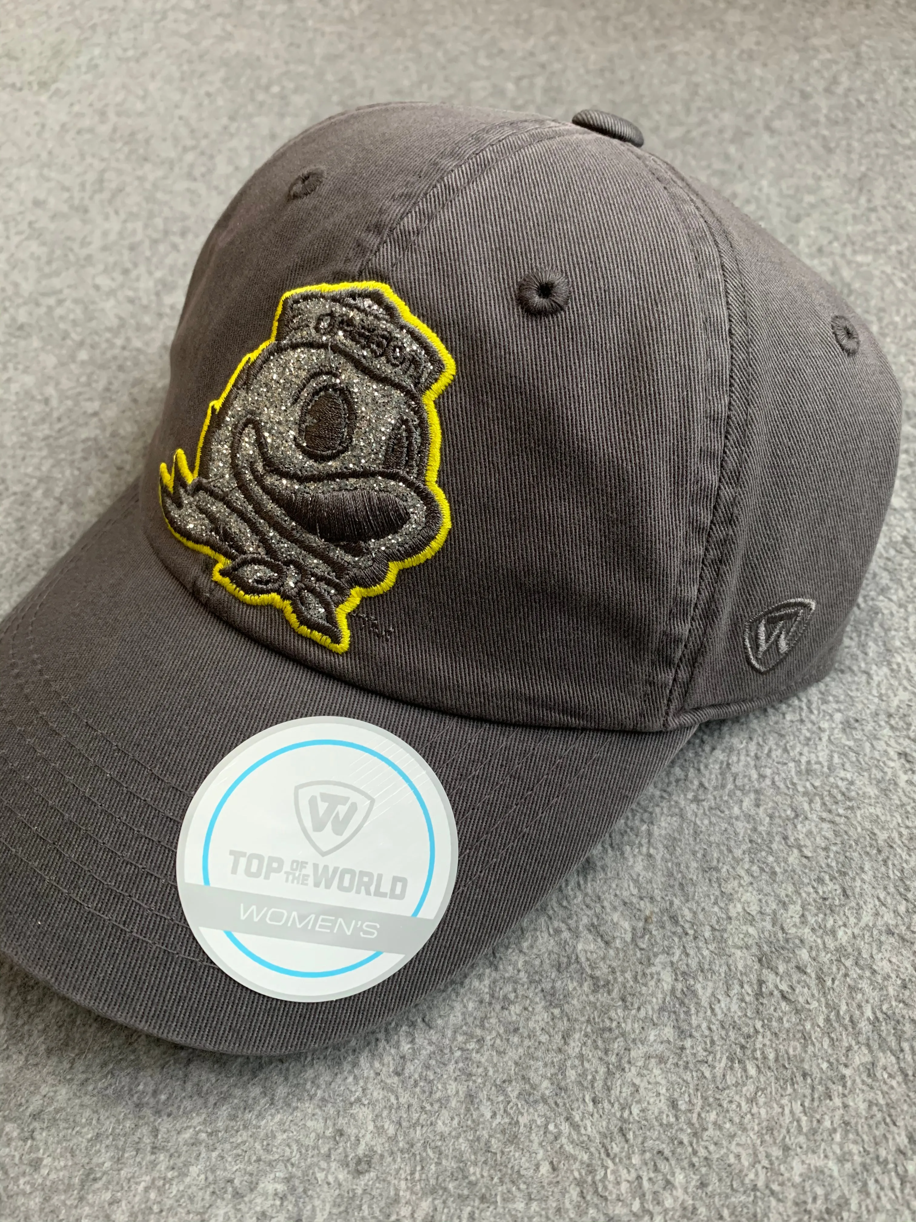 Ladies Grey Oregon Adjustable Hat With Ducks Logo