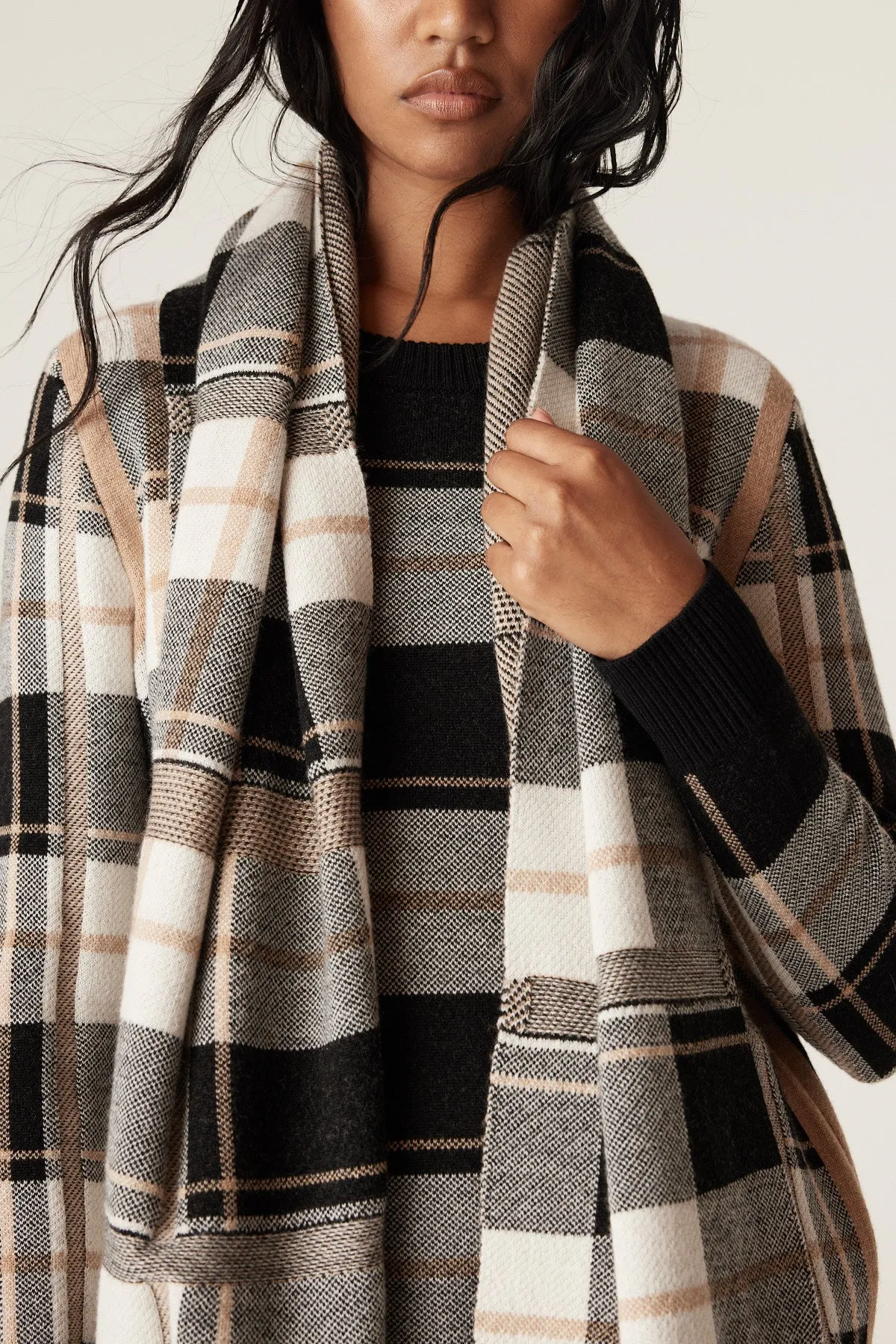 Merino Check Scarf - Camel Check